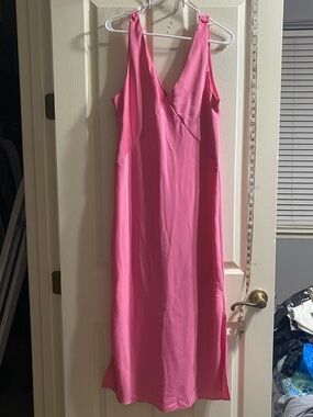 a new day Bright Pink V-Neck Sleeveless Midi Dress